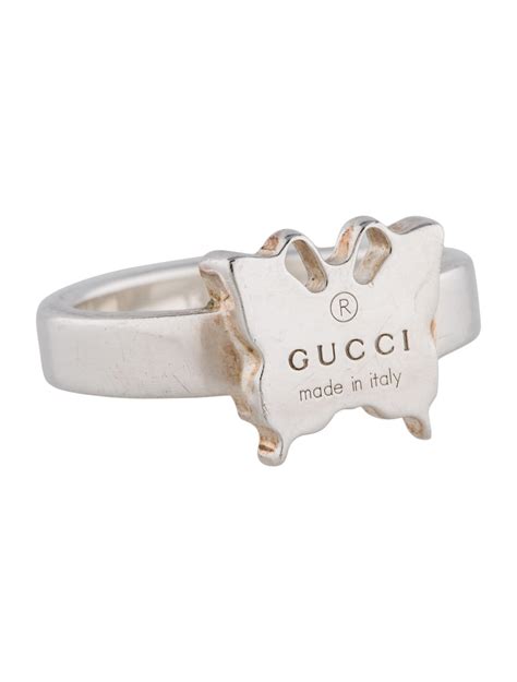 gucci sterling silver signature band ring|gucci sterling silver butterfly ring.